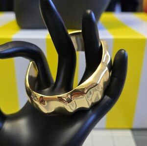 Gold Wavy J. CREW Chunky Cuff Bracelet #0905